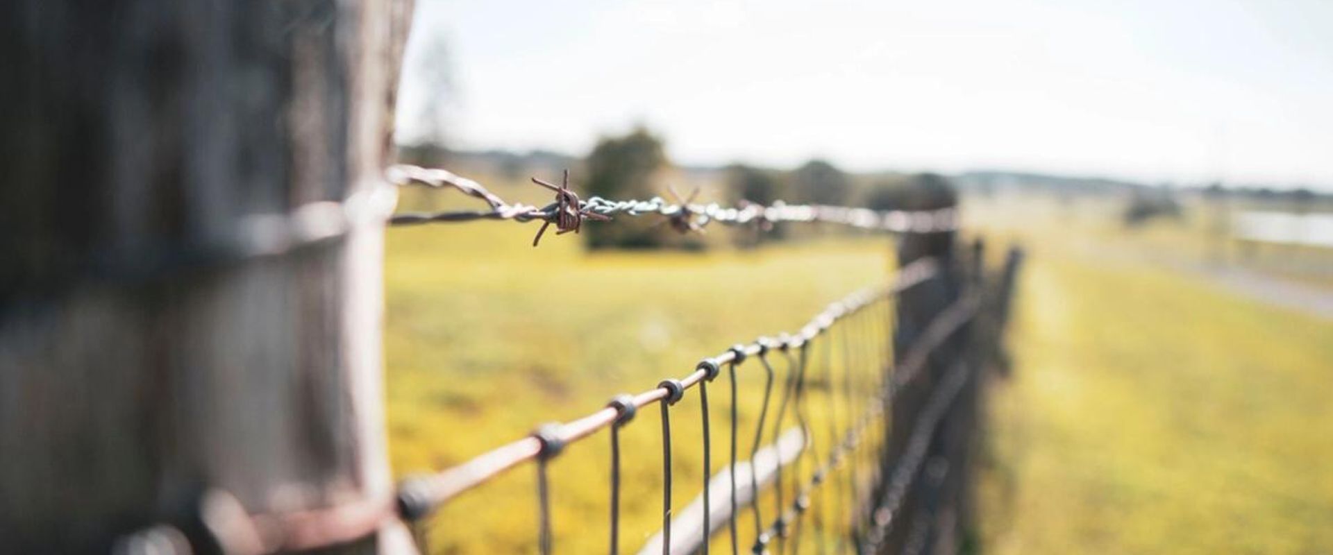 Close-up of a wire fence, how to find property lines in Nebraska concept. 