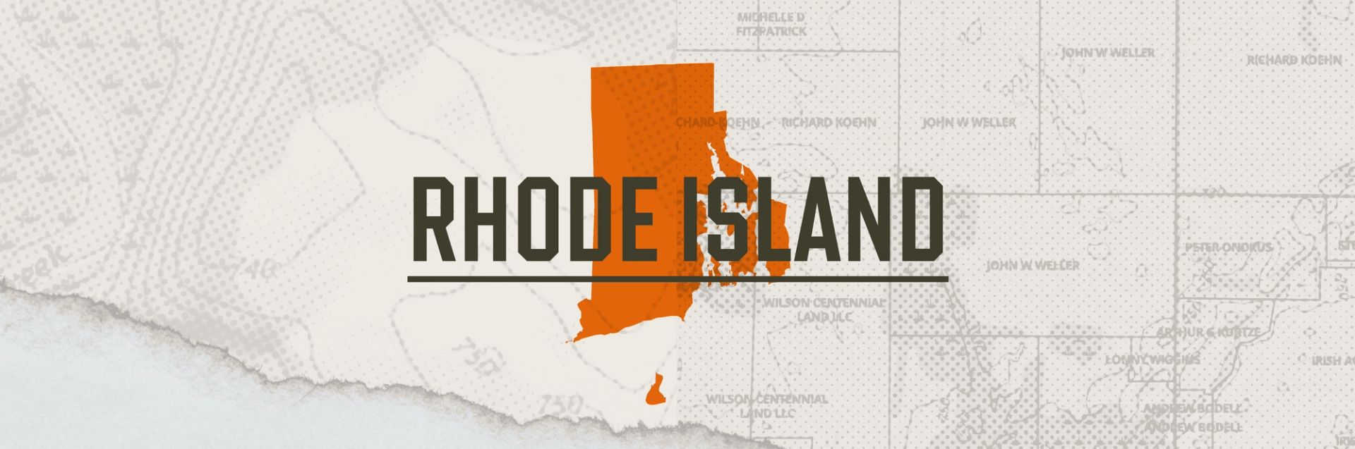A graphic of the state of Rhode Island representing the Rhode Island hunting season.