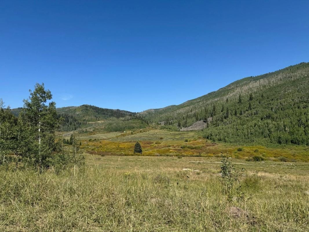 Wide view of valley and hills, where to hunt elk concept.