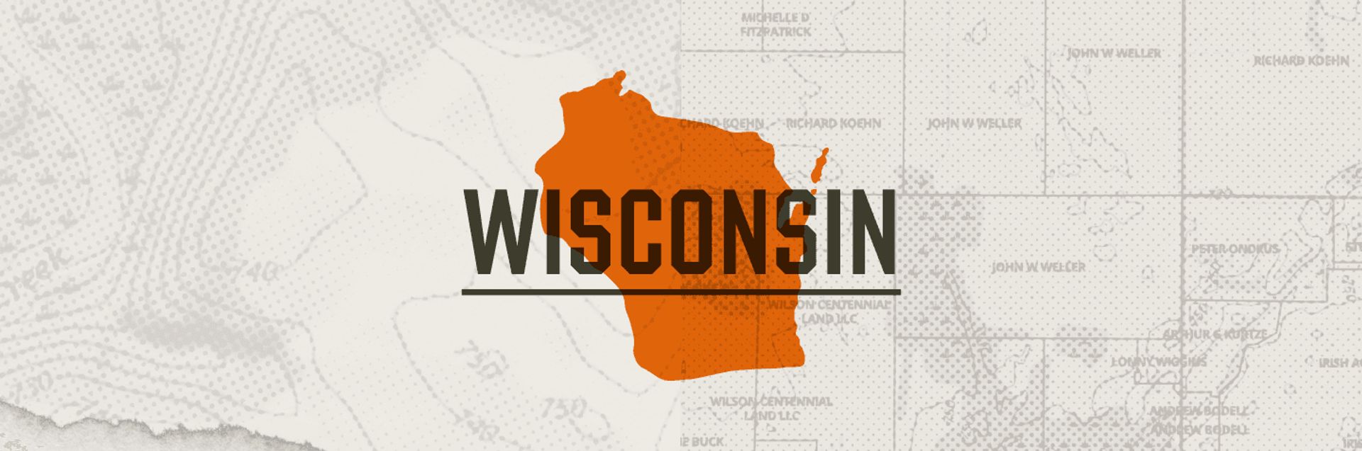 A graphic of the state of Wisconsin representing Wisconsin hunting seasons.