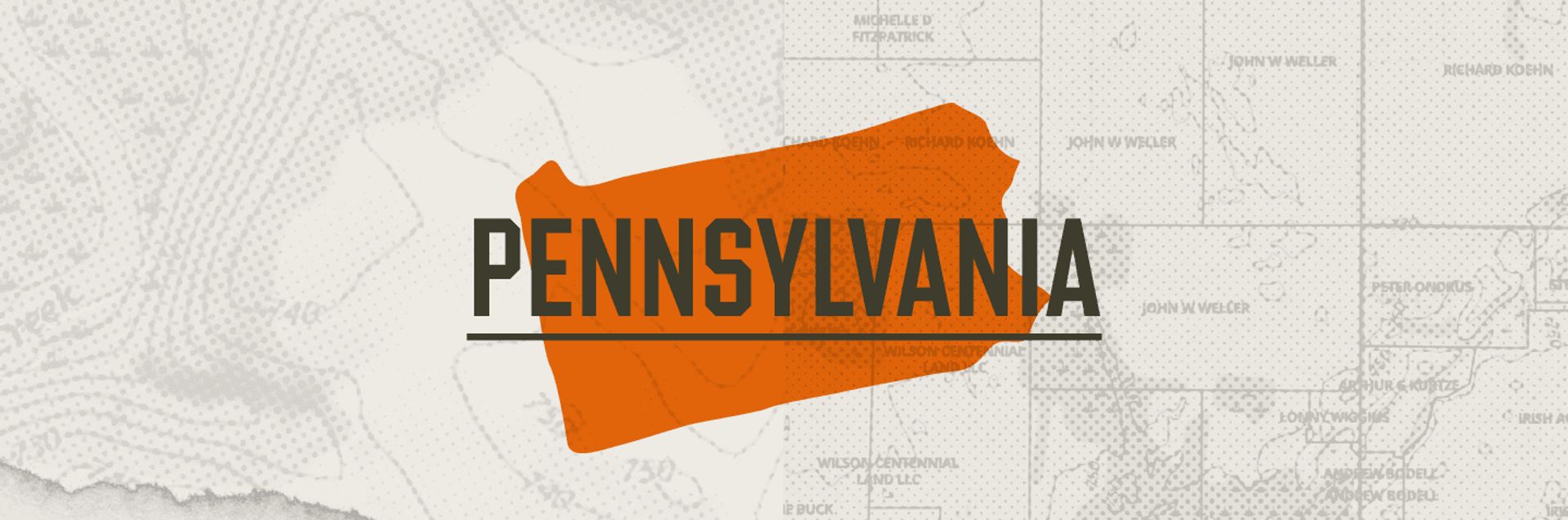 A graphic of the state of Pennsylvania representing Pennsylvania hunting seasons.