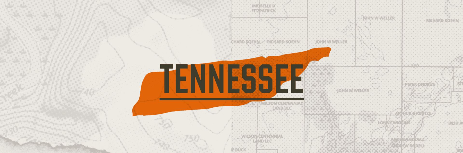 A graphic of the state of Tennessee representing Tennessee hunting seasons.