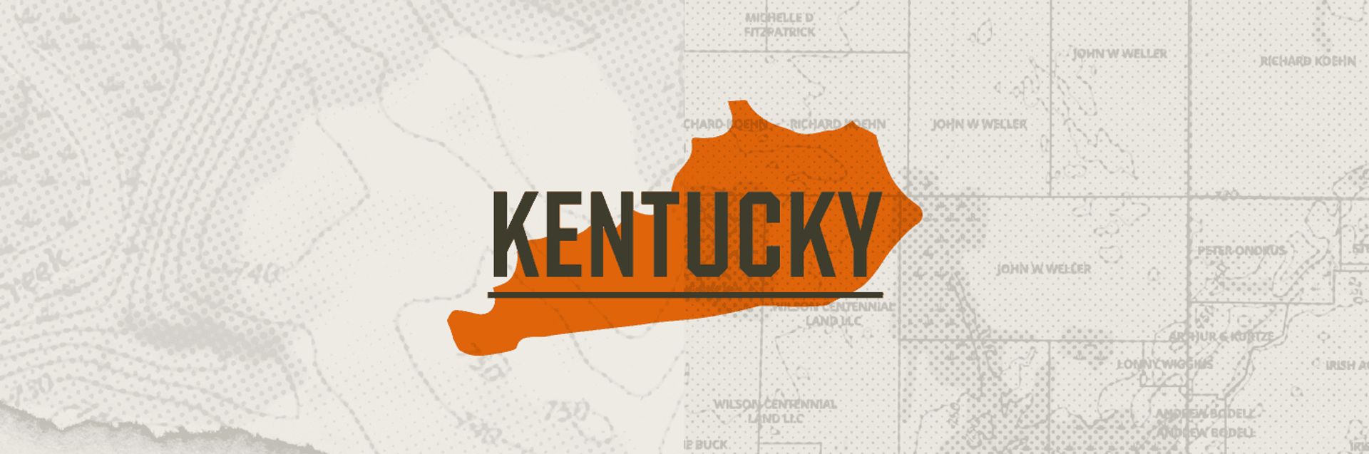 A graphic of the state of Kentucky representing Kentucky hunting seasons.