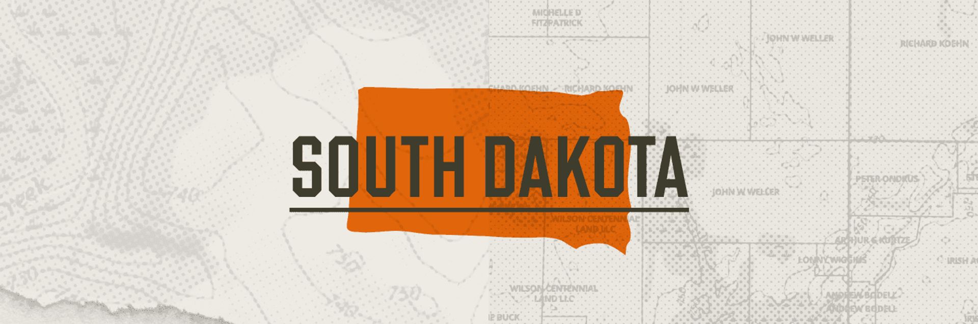 A graphic of the state of South Dakota representing the South Dakota hunting seasons.