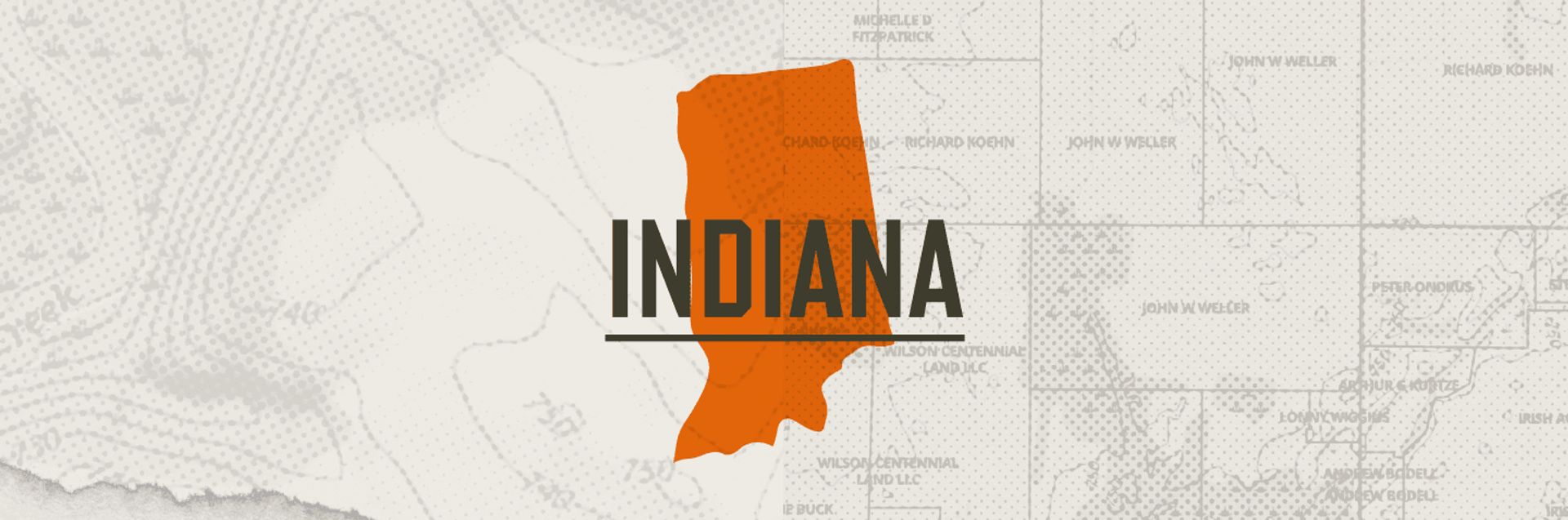 A graphic of the state of Indiana representing Indiana hunting seasons.