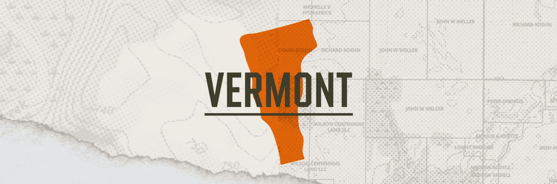 A graphic of the state of Vermont representing hunting in Vermont.
