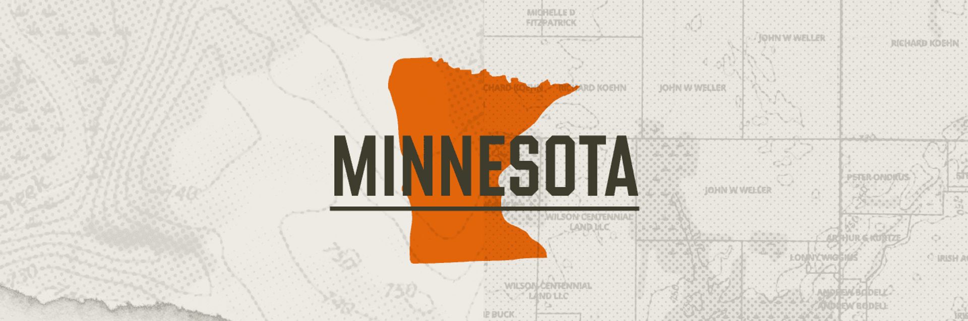 A graphic of the state of Minnesota representing Minnesota hunting seasons.