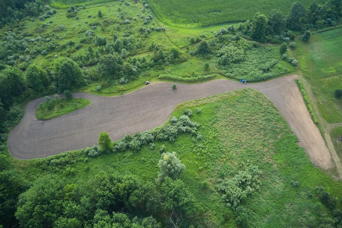 Aerial view of a food plot, best spring food plot for antler growth concept.