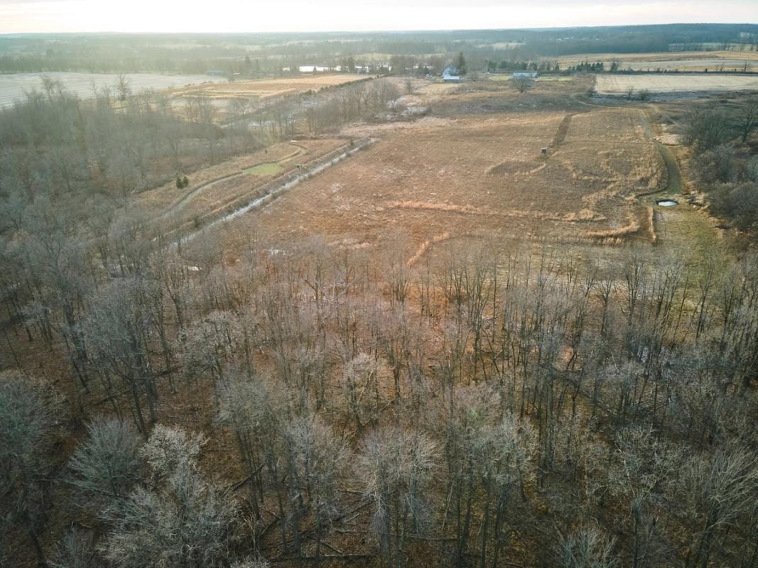 Overhead view of land late season, how to find property lines in Missouri concept. 