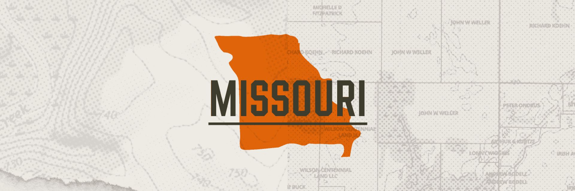 A graphic of the state of Missouri representing Missouri hunting seasons.