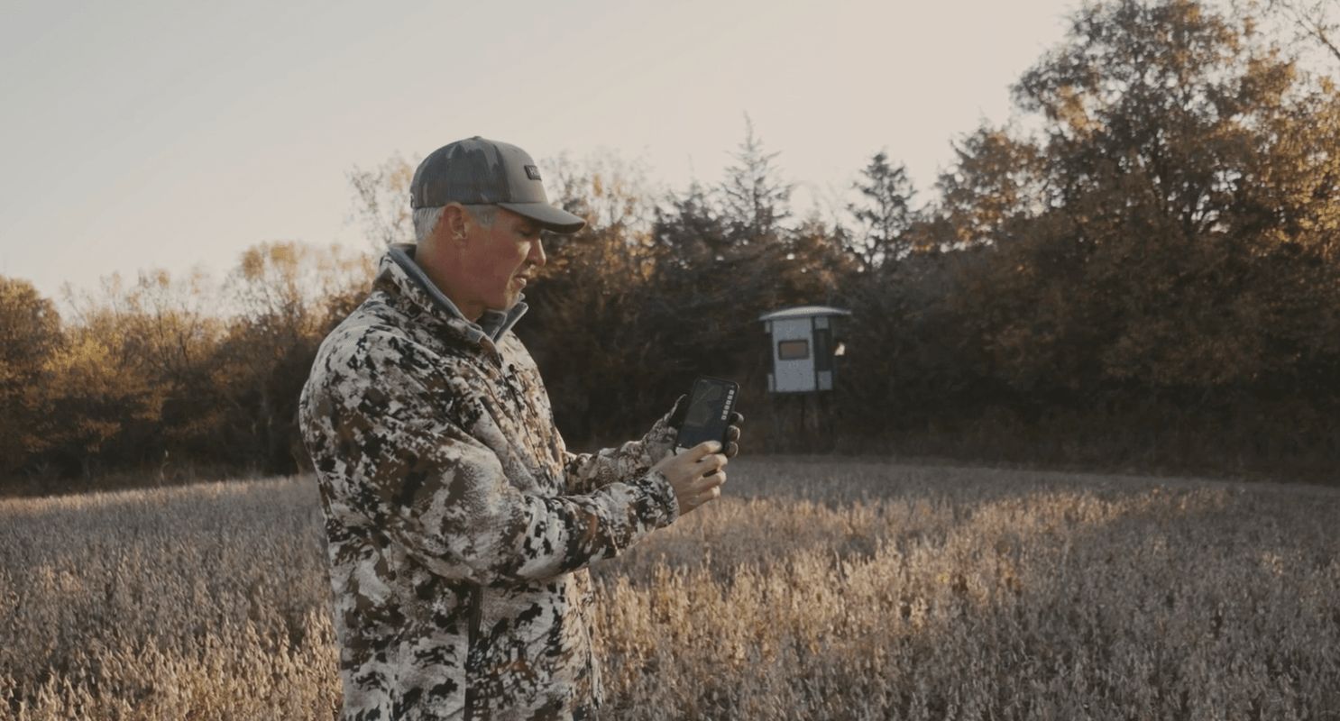 John Dudley shows the HuntWise hunting app.