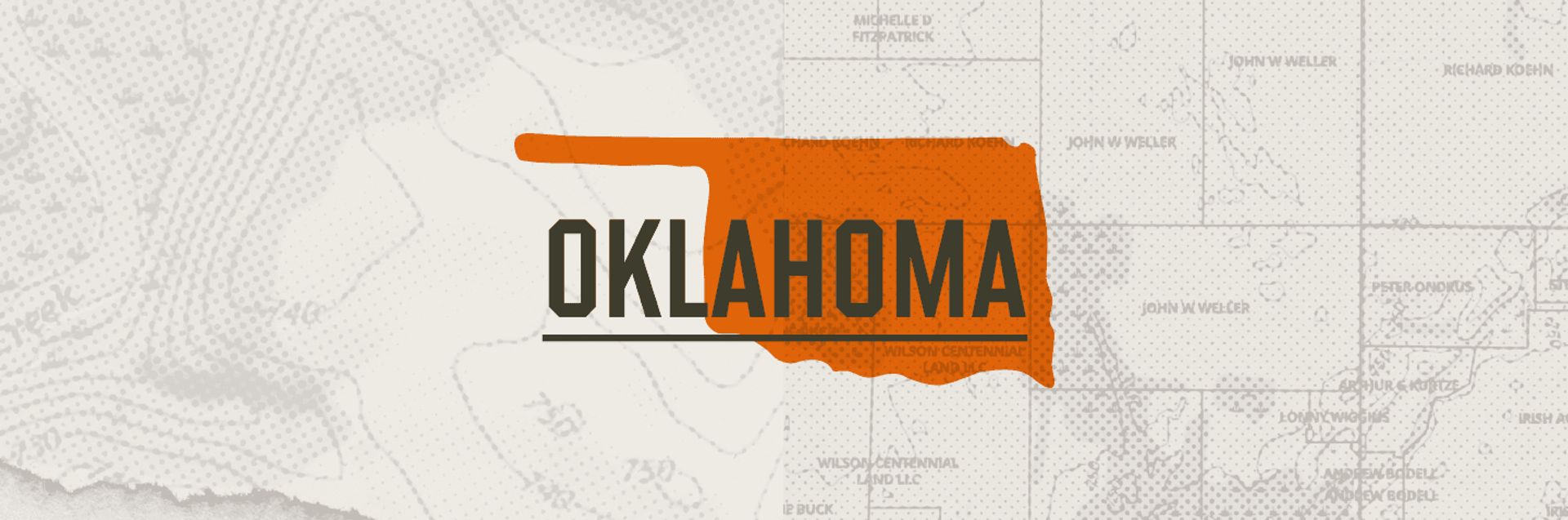 A graphic of the state of Oklahoma representing Oklahoma hunting seasons.