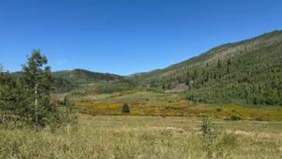 Wide view of valley and hills, where to hunt elk concept.