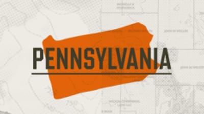 A graphic of the state of Pennsylvania representing Pennsylvania hunting seasons.