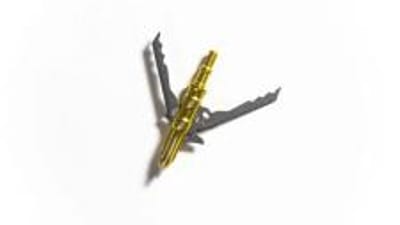 Isolated image of a yellow broadhead on a white background.