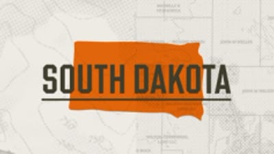 A graphic of the state of South Dakota representing the South Dakota hunting seasons.