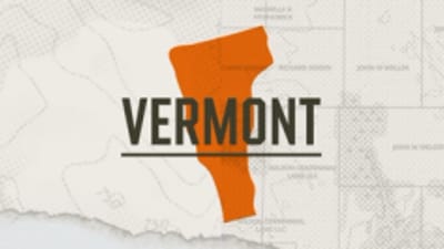 A graphic of the state of Vermont representing hunting in Vermont.
