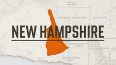 A graphic of the state of New Hampshire representing the New Hampshire hunting season.