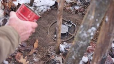 Close-up of hands setting animal trap, how to use live animal traps concept.