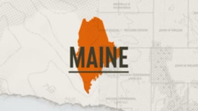 A graphic of the state of Maine representing the hunting seasons in Maine.