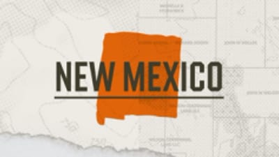 A graphic of the state of New Mexico representing the New Mexico hunting seasons