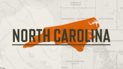A graphic of the state of North Carolina representing North Carolina hunting seasons.