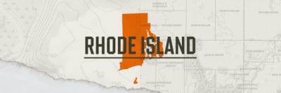 A graphic of the state of Rhode Island representing the Rhode Island hunting season.