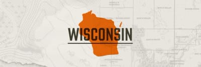 A graphic of the state of Wisconsin representing Wisconsin hunting seasons.
