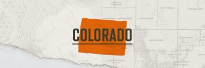 A graphic of the state of Colorado representing Colorado hunting season dates.
