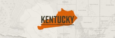 A graphic of the state of Kentucky representing Kentucky hunting seasons.
