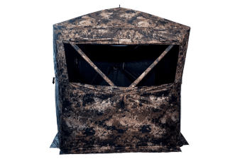 A hunting blind in a field at the edge of trees, Louisiana deer season 2024 concept.