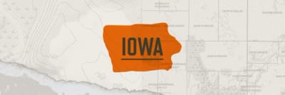 A graphic of the state of Iowa representing the Iowa hunting seasons.