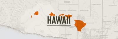 A graphic of the state of Hawaii representing hunting in Hawaii.