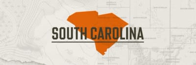 A graphic of the state of South Carolina representing South Carolina hunting seasons.