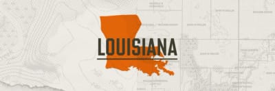 A graphic of the state of Louisiana representing Louisiana hunting seasons.