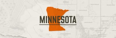 A graphic of the state of Minnesota representing Minnesota hunting seasons.
