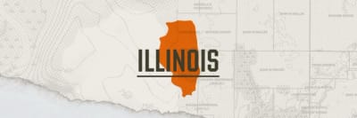 A graphic of the state of Illinois representing Illinois hunting seasons.