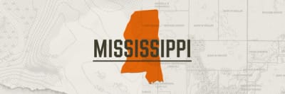 A graphic of the state of Mississippi representing Mississippi hunting seasons.