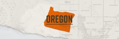 A graphic of the state of Oregon representing the Oregon hunting seasons.