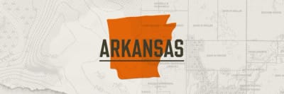 A graphic of the state of Arkansas representing Arkansas hunting seasons.