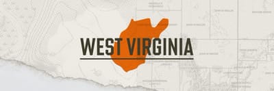 A graphic of the state of West Virginia representing West Virginia hunting seasons.