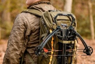 Close-up of a hunter wearing a hunting pack/back pack.