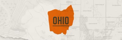A graphic of the state of Ohio representing Ohio hunting seasons.