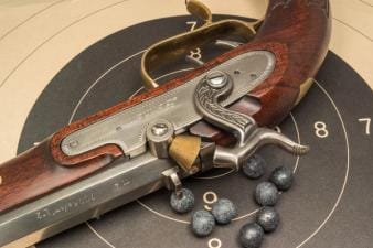 Close-up of a muzzleloader rifle, what is a muzzleloader concept.