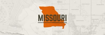 A graphic of the state of Missouri representing Missouri hunting seasons.