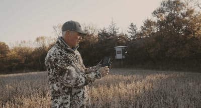 John Dudley shows the HuntWise hunting app.
