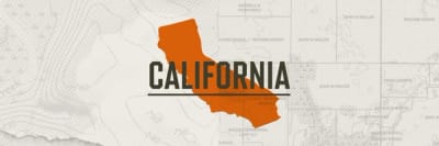A graphic of the state of California representing California hunting seasons.
