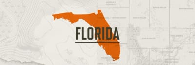 A graphic of the state of Florida representing Florida hunting seasons.