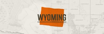 A graphic of the state of Wyoming representing Wyoming hunting seasons.