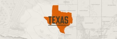 A graphic of the state of Texas representing Texas hunting seasons.